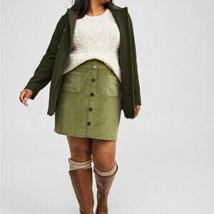 Torrid Women's Olive Green Mini Corduroy Button-Front Skirt